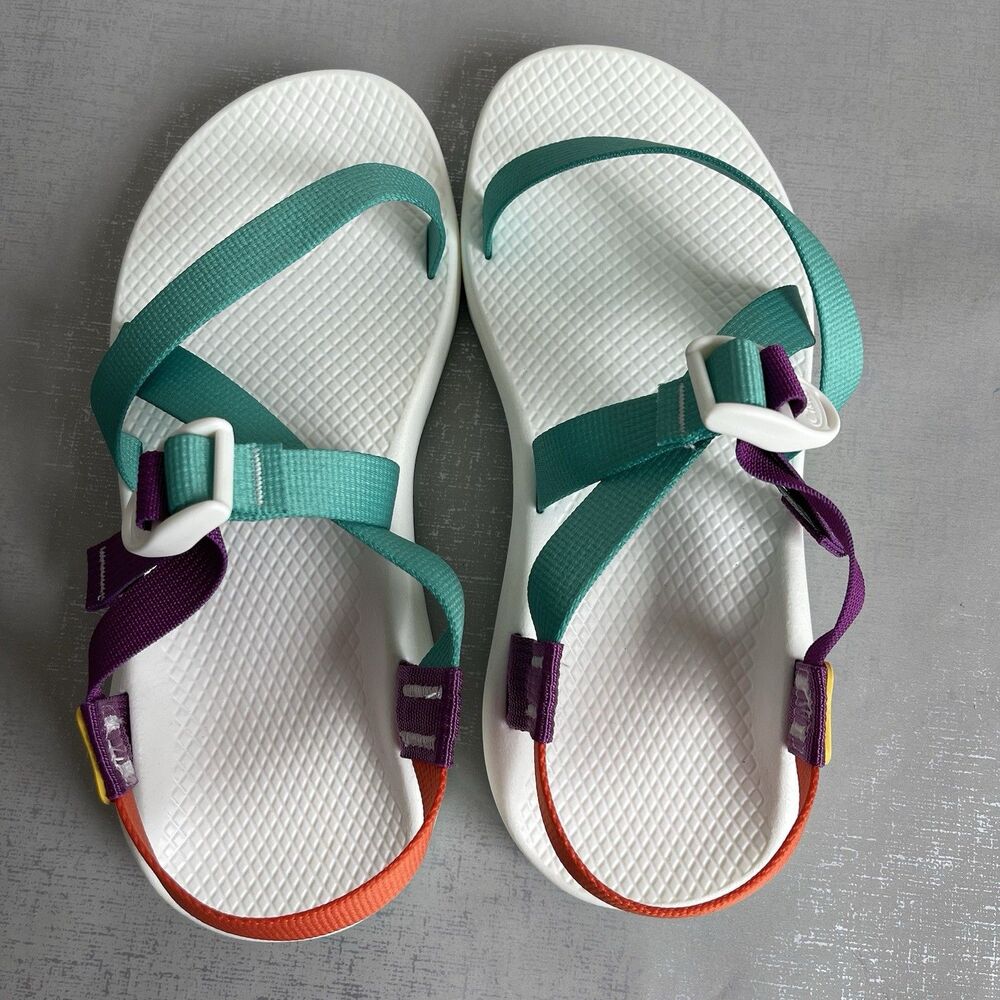 Chaco Women's Aura Z/1 Adjustable Strap Wide-Width Sandal 9 Wide - Green /White - Picture 7 of 12